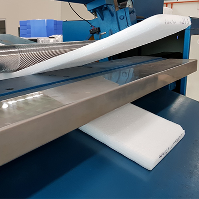 Custom foam pieces being manufactured at TransPak facility.