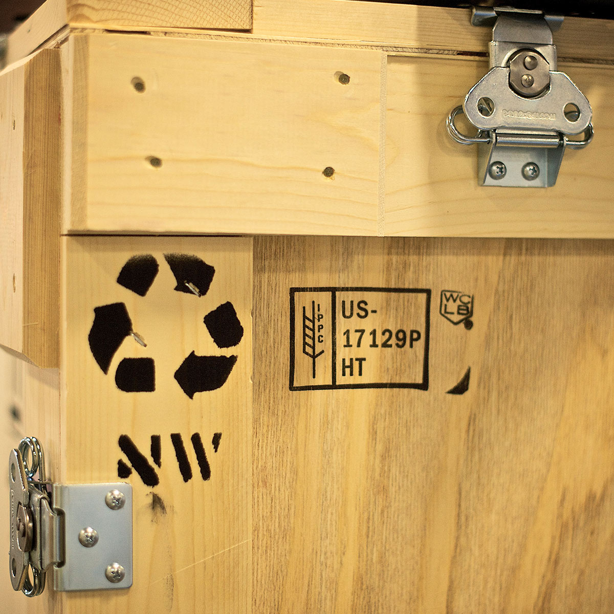 closeup of engineered sustainable wood crate