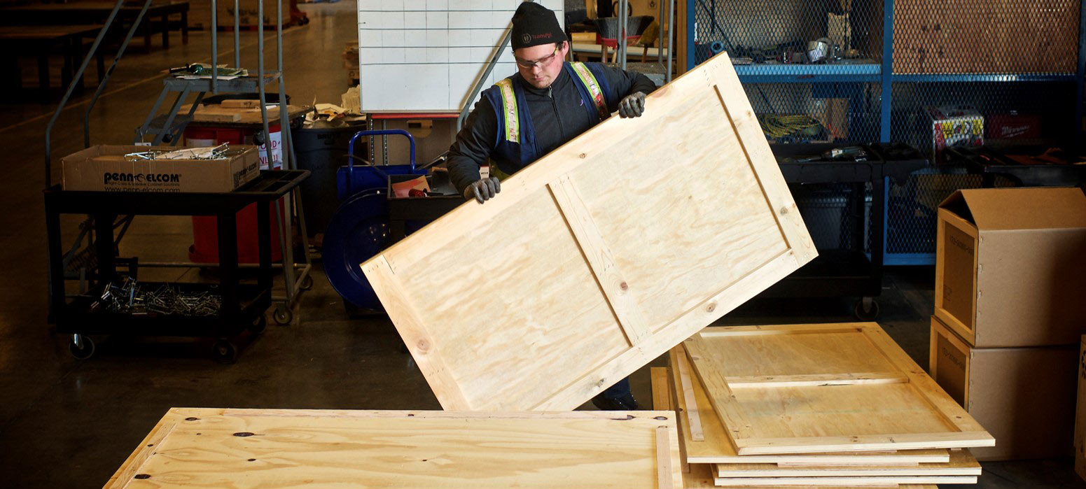 crate being broken down for reuse